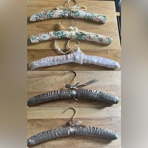 Set of 5 Satin Padded Clothes Hangers 15” Floral & Neutral Closet Organizers